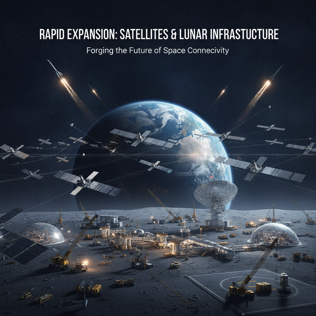 Rapid Expansion of Satellite Constellations and Lunar Infrastructure